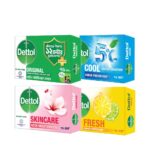 Dettol Bathing Soap (Original, Skincare, Cool & Fresh) 75gm 4 pcs